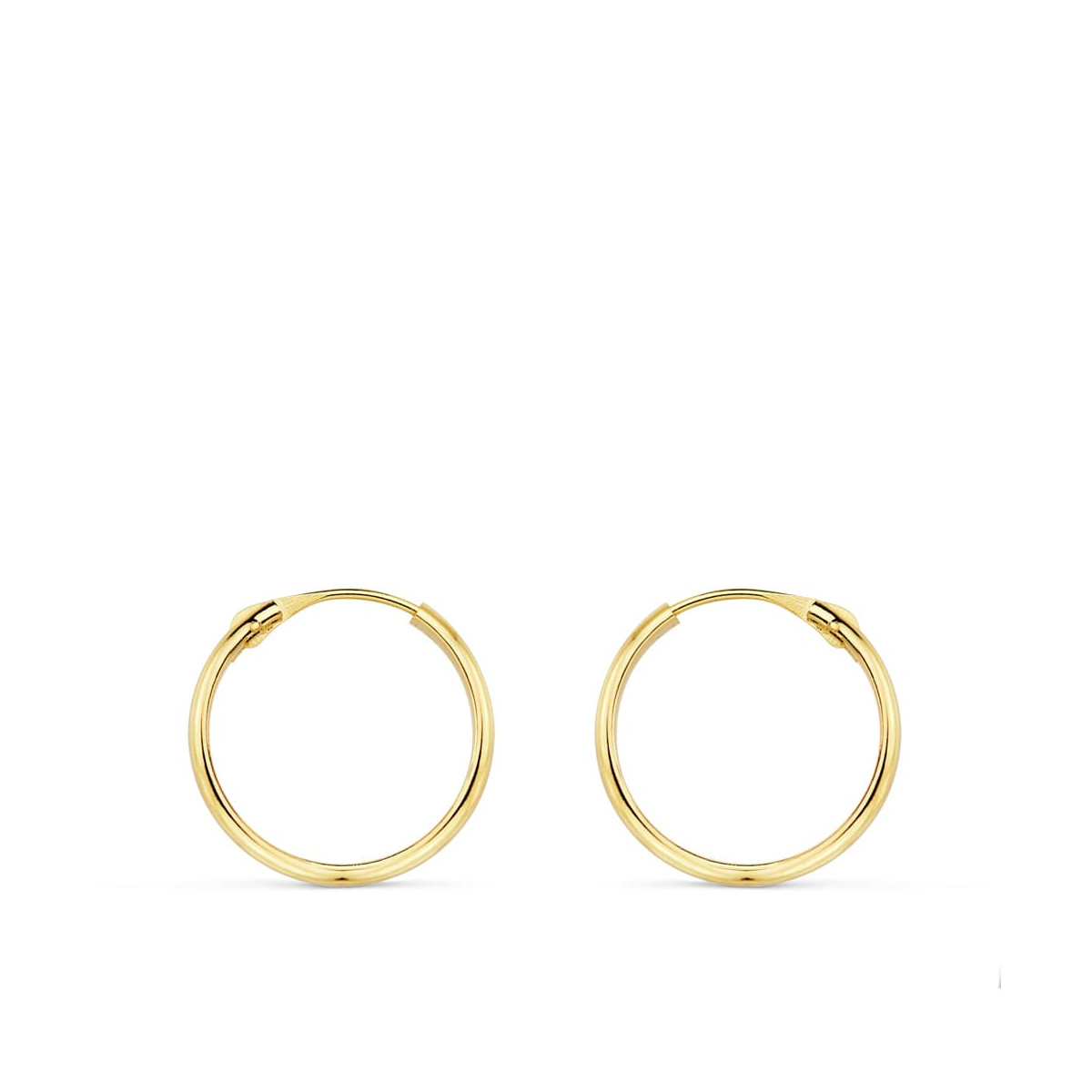 18K AROS ORO AMARILLO MEDIA CAÑA LISOS LIGEROS. 16X2 MM