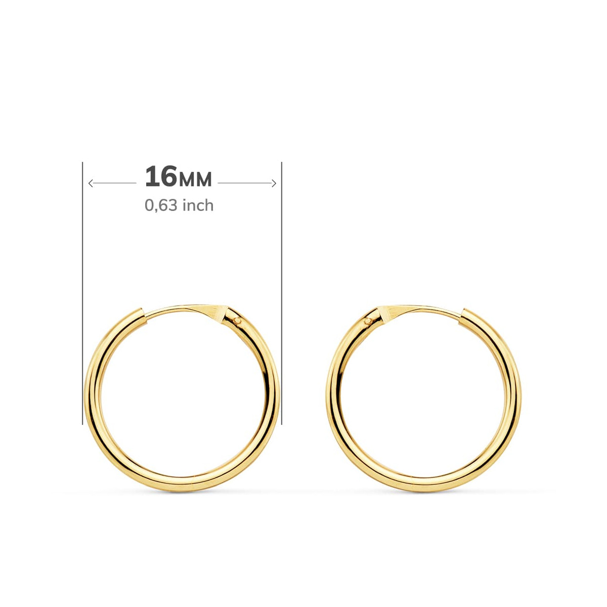 18K AROS ORO AMARILLO REDONDOS LISOS LIGEROS 16X1.50 MM