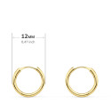 18K AROS ORO AMARILLO REDONDOS LISOS LIGEROS 12X1.50 MM