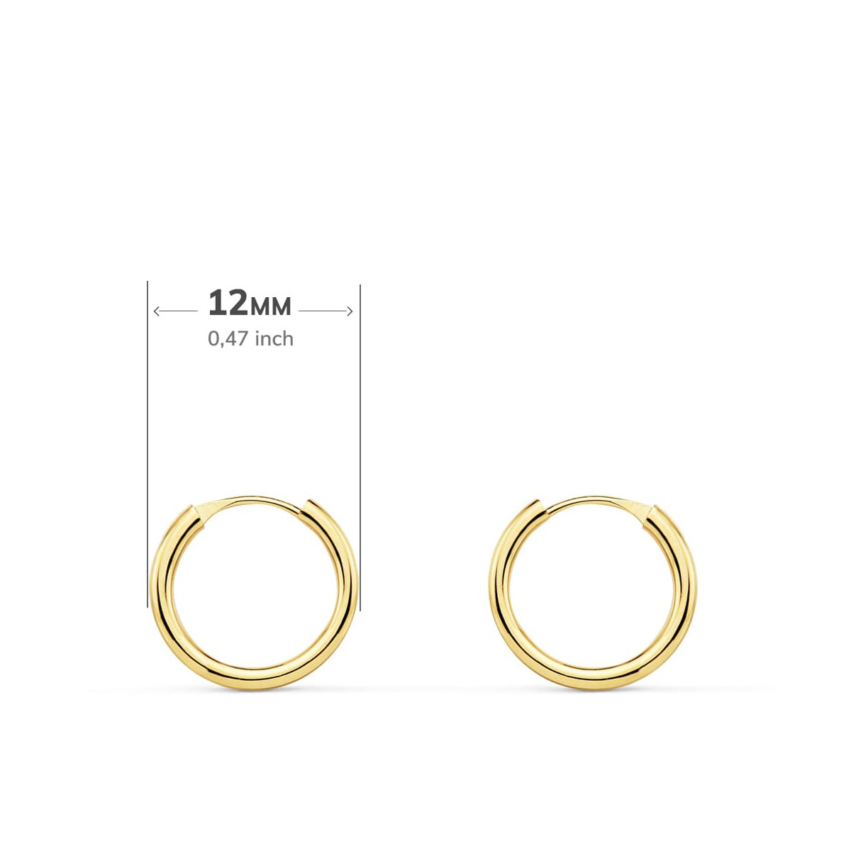 18K AROS ORO AMARILLO REDONDOS LISOS LIGEROS 12X1.50 MM