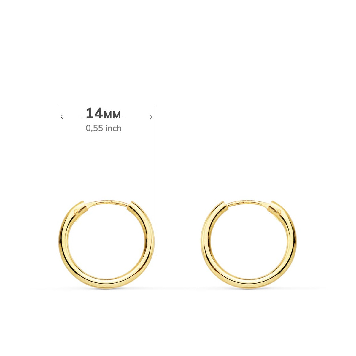 18K AROS ORO AMARILLO REDONDOS LISOS LIGEROS 14X1.50 MM