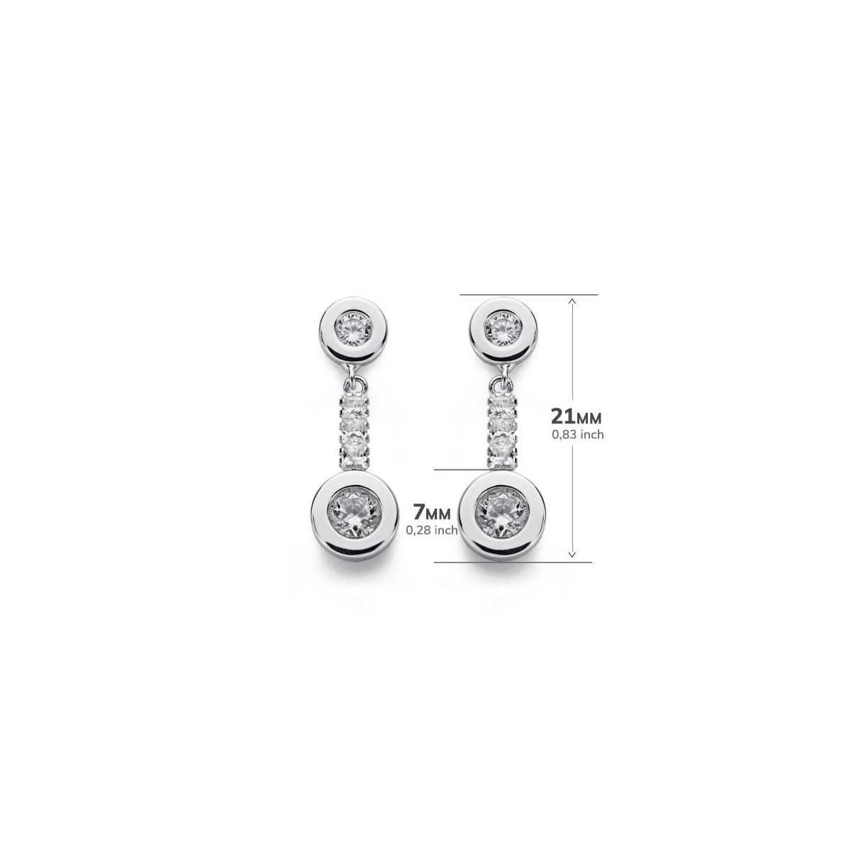 18K PENDIENTES ORO BLANCO CIRCONITA 21X7 MM CIERRE PRESION