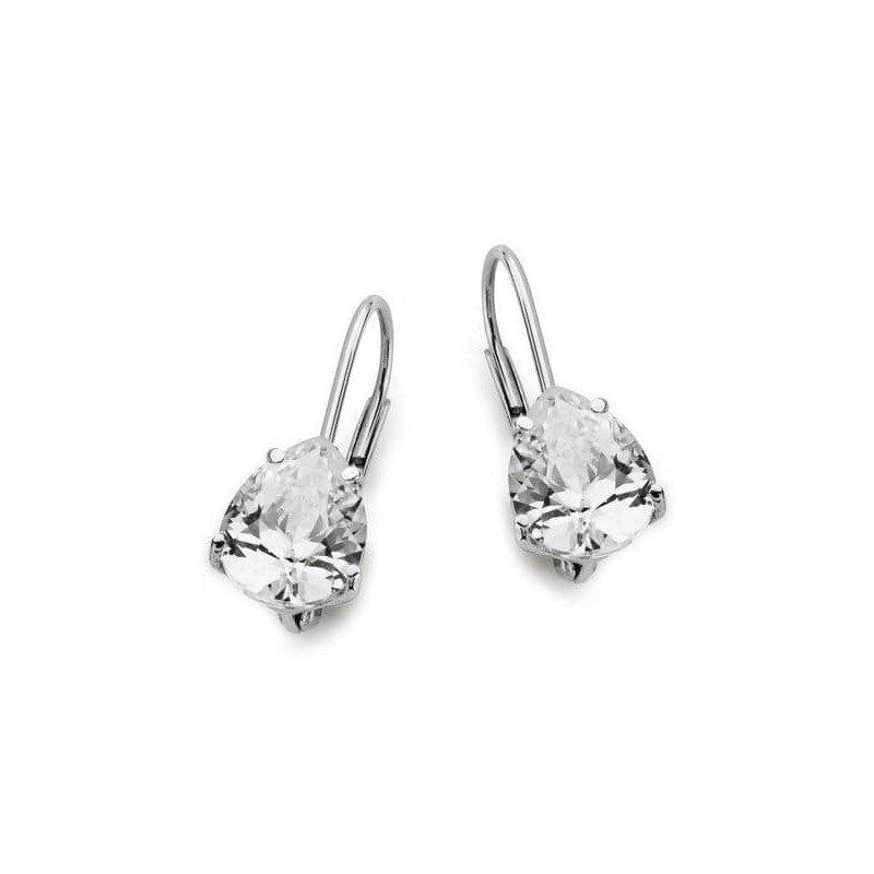 18K PENDIENTES CIRCONITA PERA ORO BLANCO 20X7 MM CIERRE GANCHO
