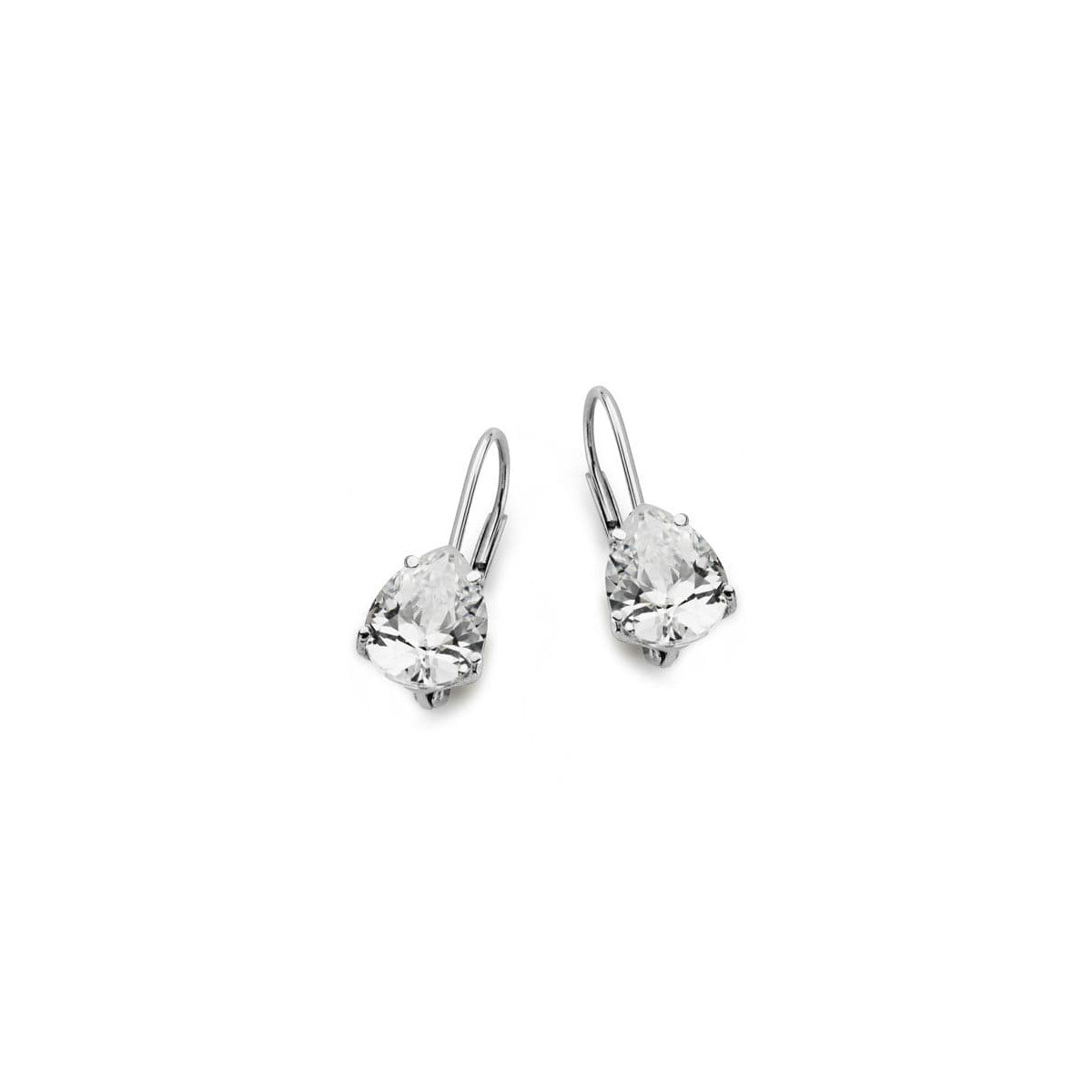 18K PENDIENTES CIRCONITA PERA ORO BLANCO 20X7 MM CIERRE GANCHO