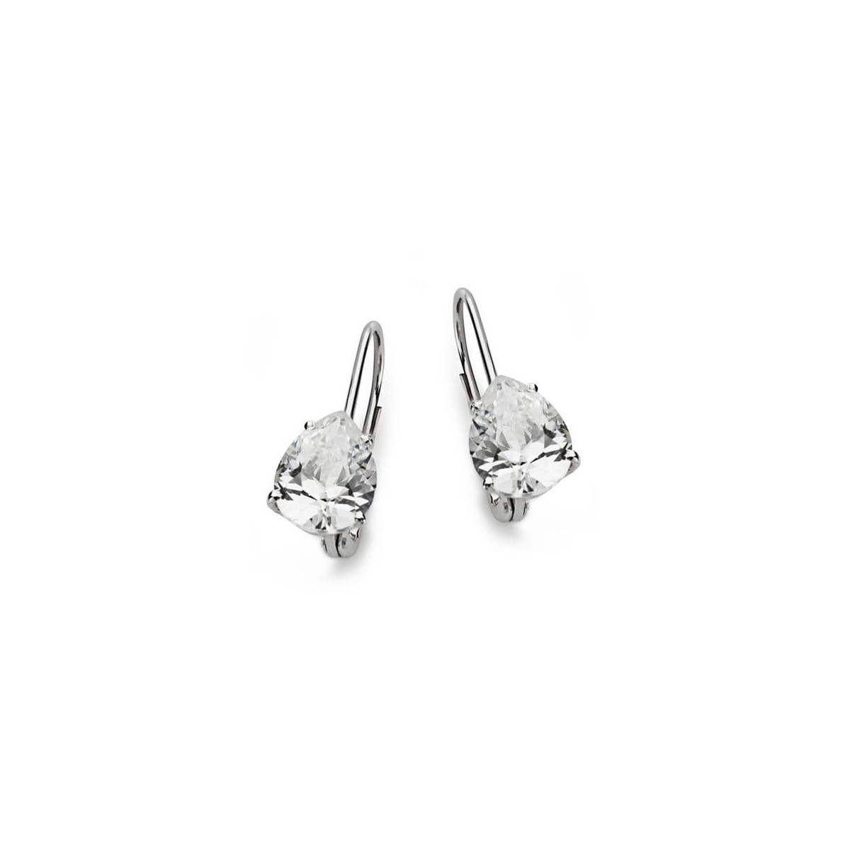 18K PENDIENTES CIRCONITA PERA ORO BLANCO 21X8 MM CIERRE GANCHO