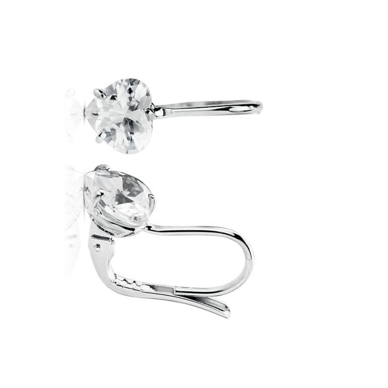 18K PENDIENTES ORO BLANCO PIEDRA CORAZON 7X7 MM CIERRE GANCHO