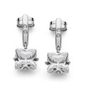18K PENDIENTES ORO BLANCO PIEDRA 7X7 MM CIERRE PRESION