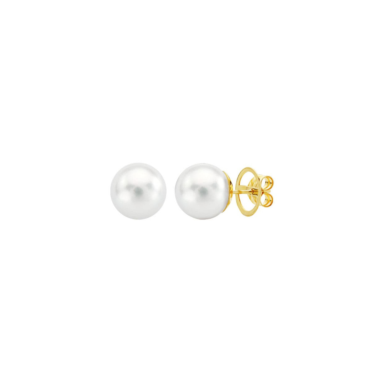 18K PENDIENTES PERLA AUSTRALIANA ORO AMARILLO 10.5 A 11 MM CIERRE PRESION