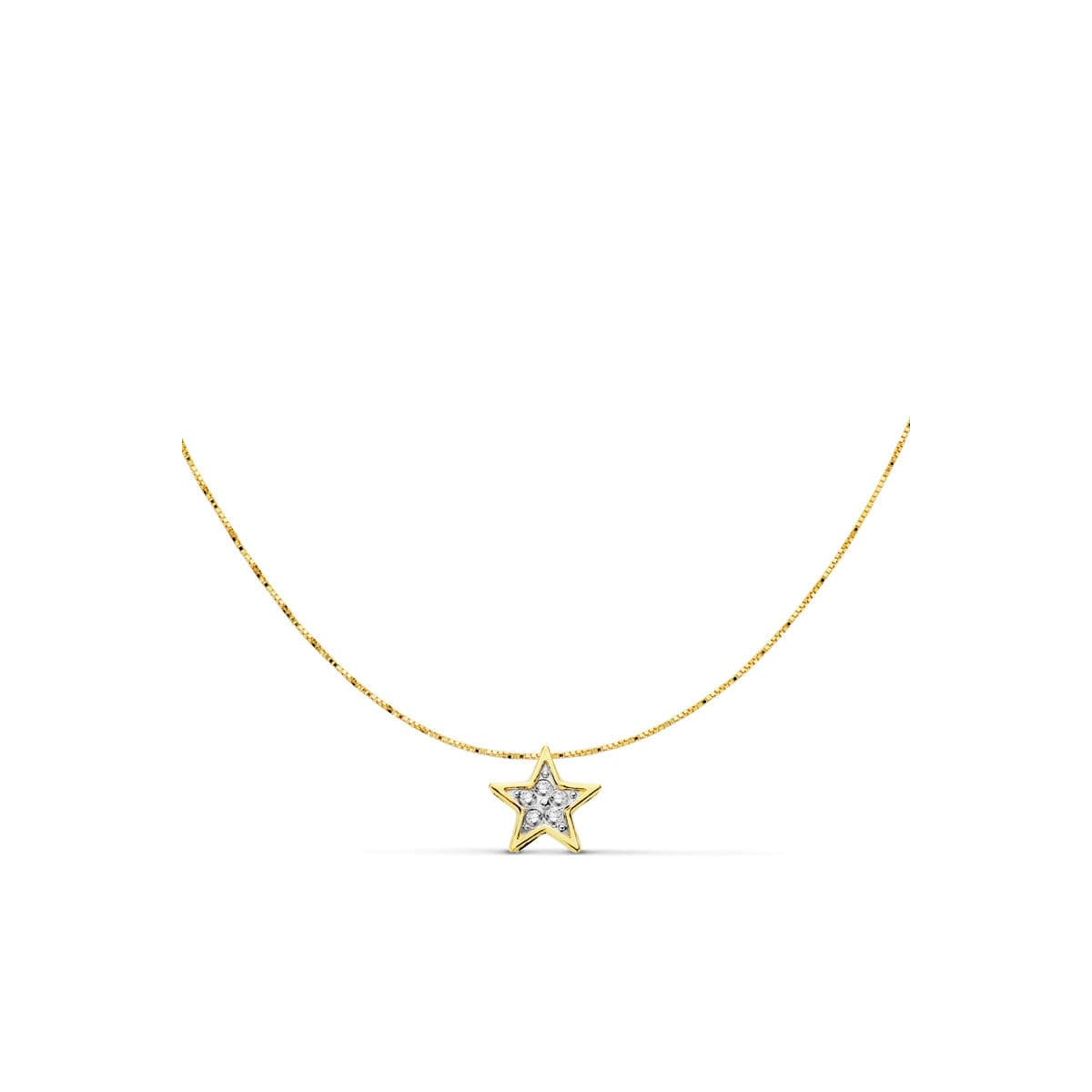 18K GARGANTILLA ESTRELLA ORO BICOLOR 6X6 MM CADENA 42CM
