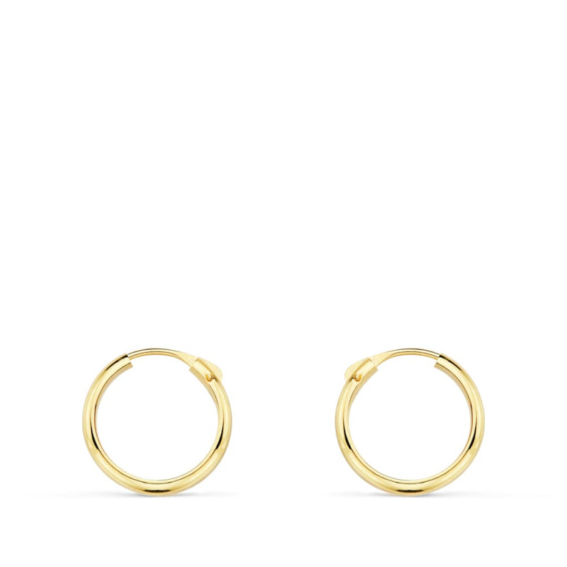 18K AROS ORO AMARILLO MEDIA CAÑA LISOS LIGEROS. 12X2 MM