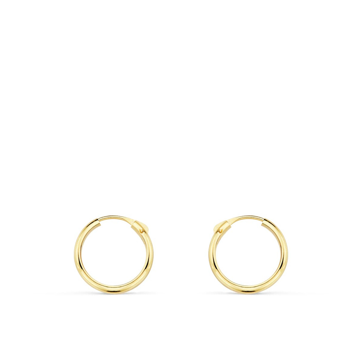 18K AROS ORO AMARILLO MEDIA CAÑA LISOS LIGEROS. 12X2 MM