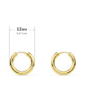 18K AROS ORO AMARILLO REDONDOS LISOS LIGEROS 12X2 MM