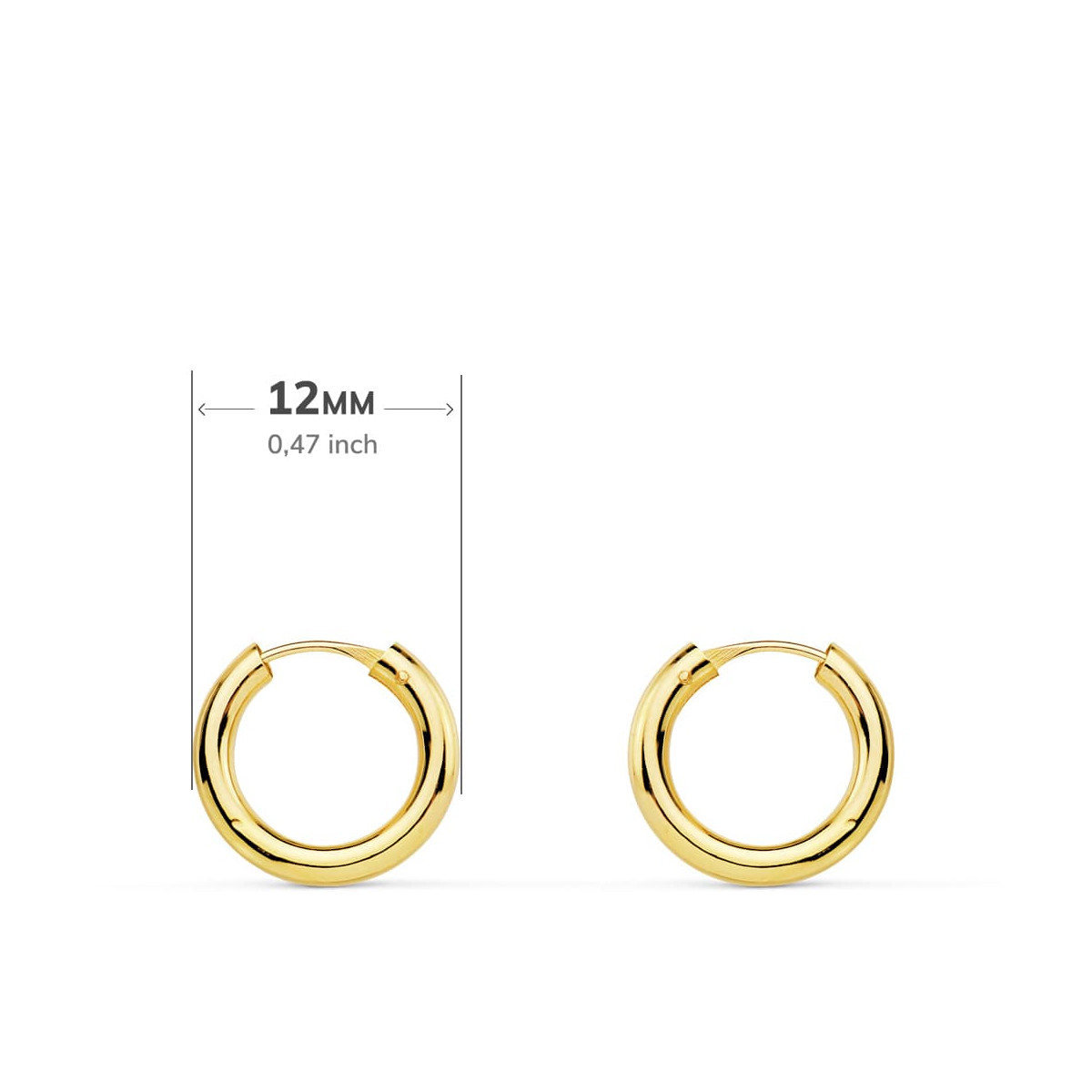 18K AROS ORO AMARILLO REDONDOS LISOS LIGEROS 12X2 MM