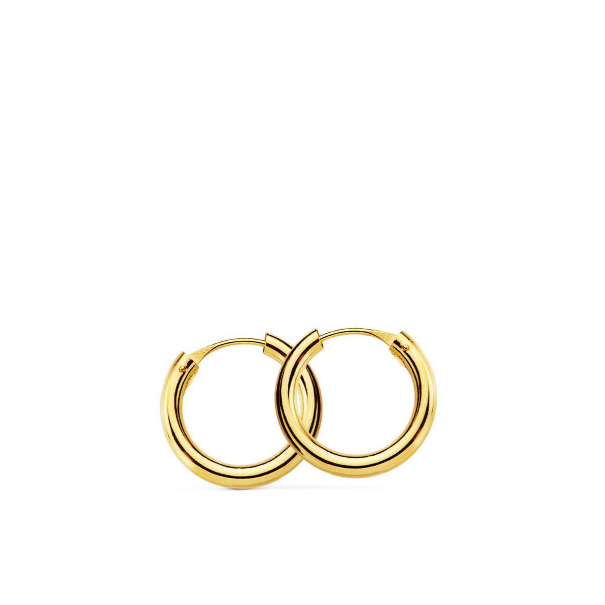 18K AROS ORO AMARILLO REDONDOS LISOS LIGEROS 14X2 MM