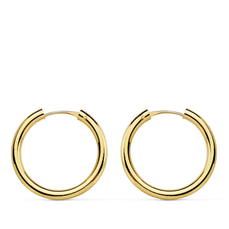 18K AROS ORO AMARILLO REDONDOS LISOS LIGEROS 18X2 MM