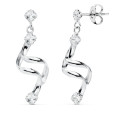 18K PENDIENTES LARGOS ORO BLANCO CIRCONITA CIERRE PRESION