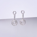 18K PENDIENTES LARGOS ORO BLANCO CIRCONITA CIERRE PRESION
