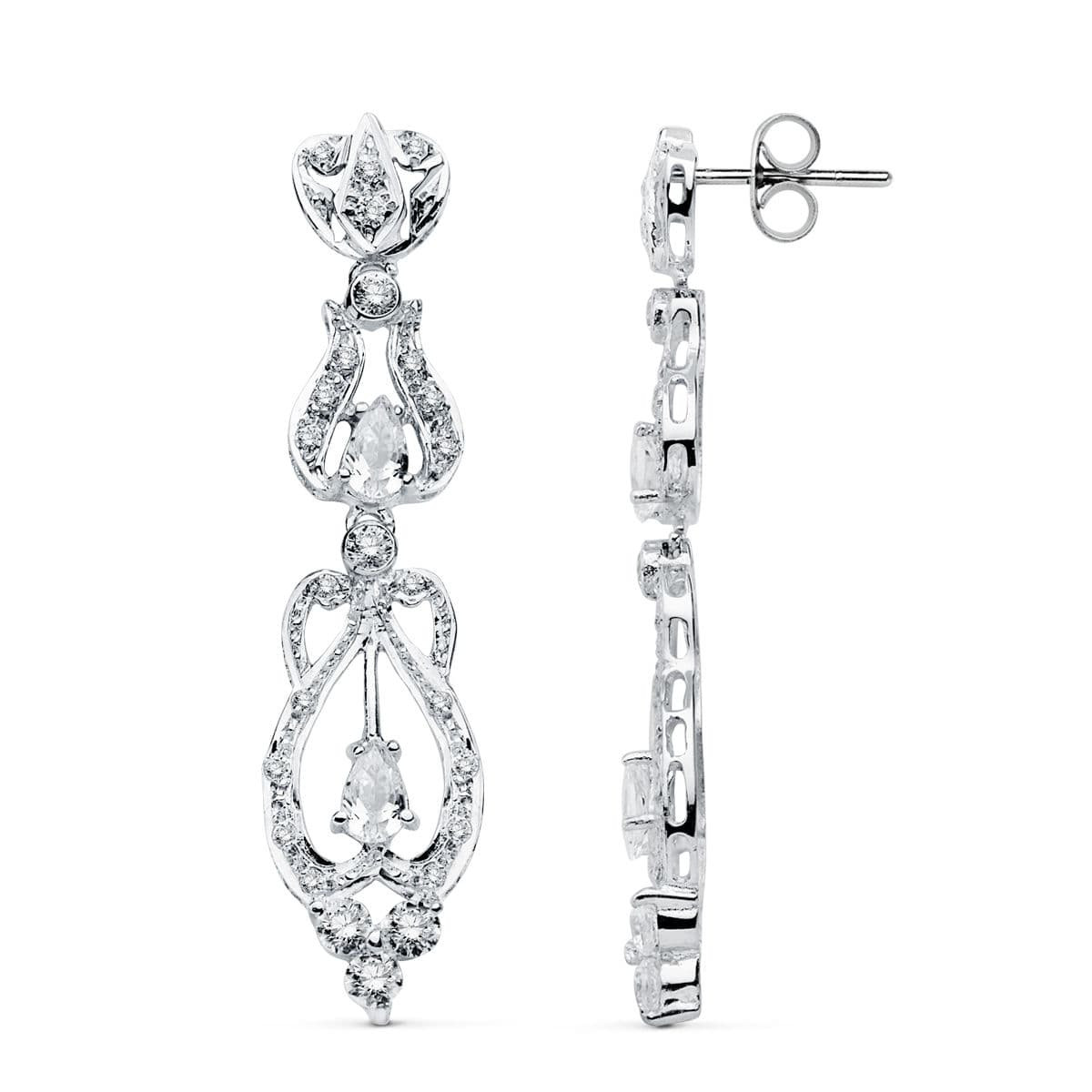 18K PENDIENTES ORO BLANCO CIRCONITA PRESION