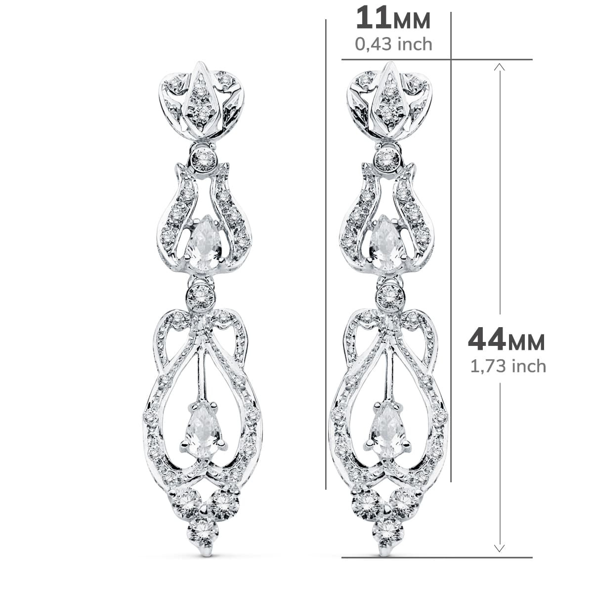 18K PENDIENTES ORO BLANCO CIRCONITA PRESION