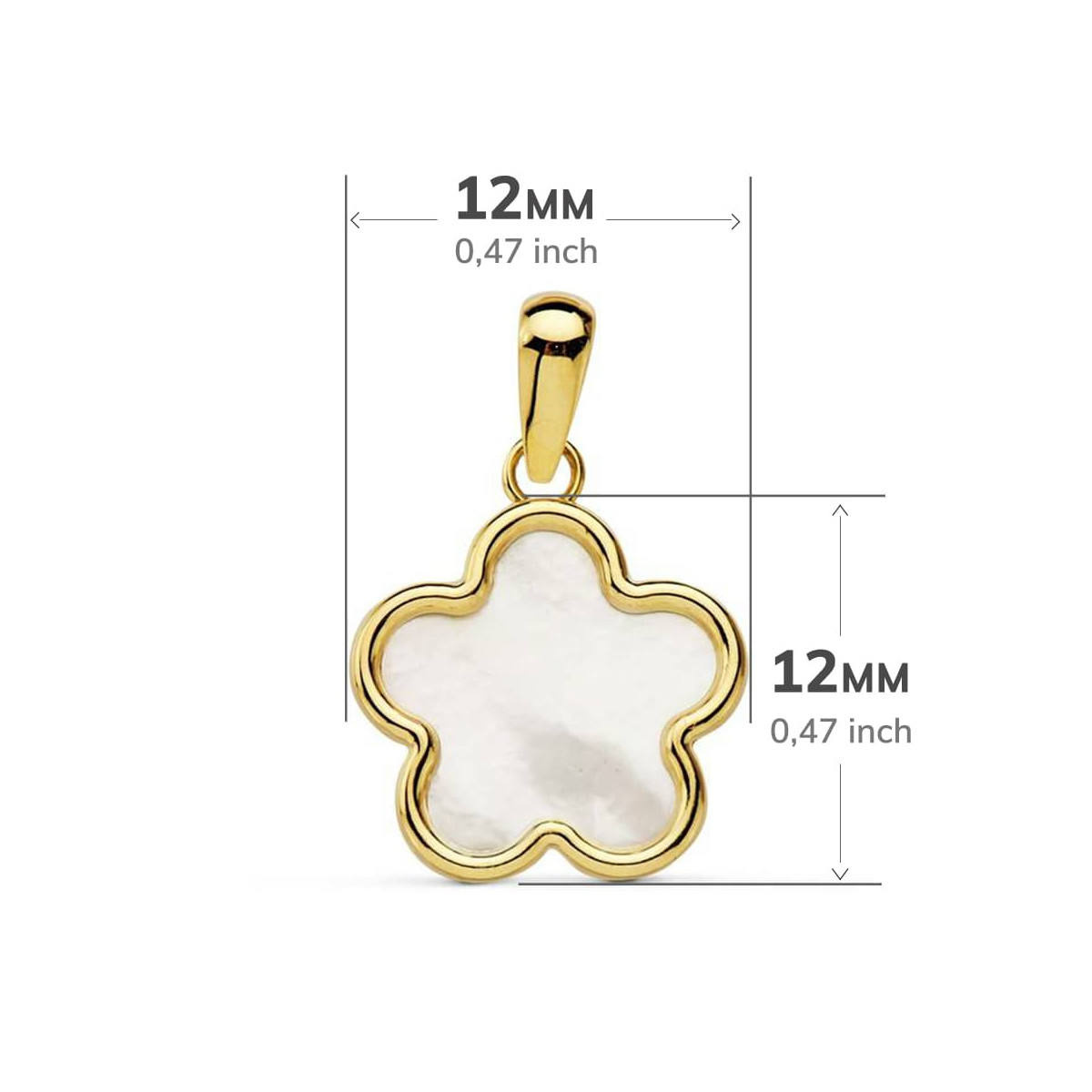 18K COLGANTE AMULETO ORO AMARILLO FLOR NACAR 12X12 MM