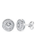 18K PENDIENTES ORO BLANCO REDONDOS 8 MM CIERRE PRESION