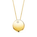 18K COLGANTE REDONDO CIRCONITA ORO AMARILLO CADENA 42CM