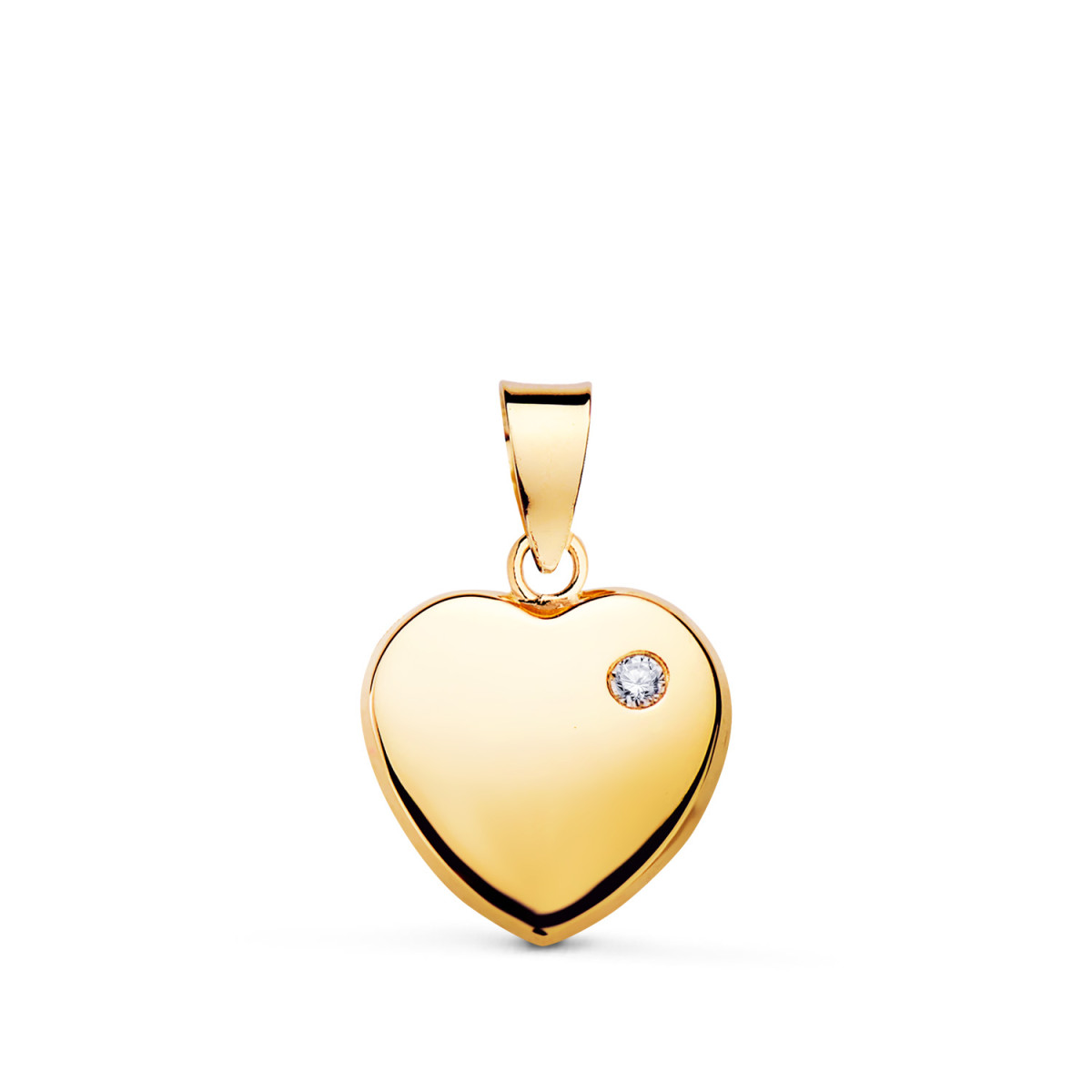 18K COLGANTE ORO AMARILLO CORAZON BRILLO CON CIRCONITA. MEDIDA: 11 X 10 MM C. AMOR