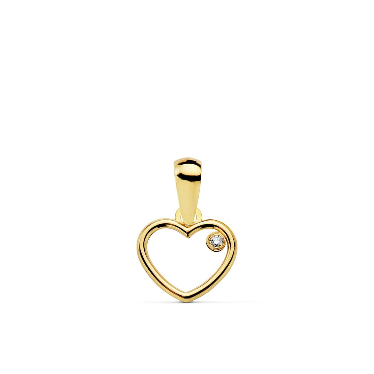 18K COLGANTE ORO AMARILLO CORAZON CIRCONITA 9X8 MM C. AMOR