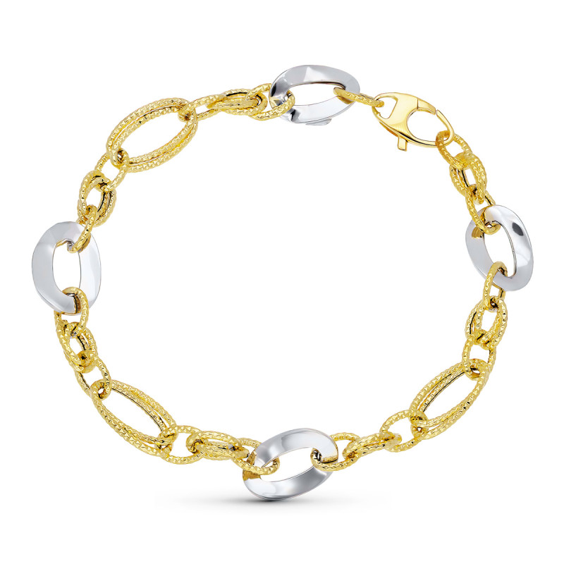 18k PULSERA ORO BICOLOR ESLABONES