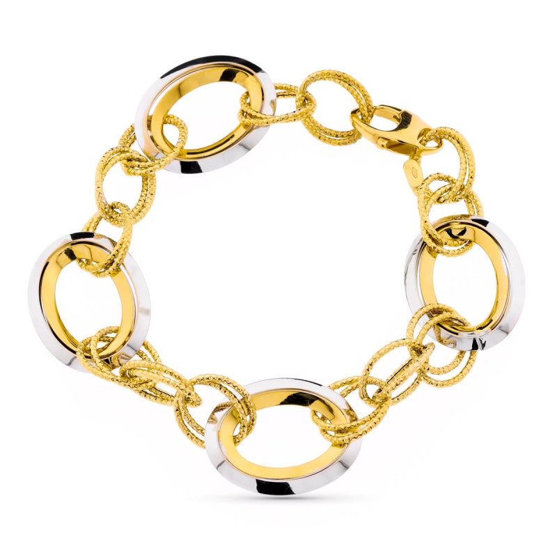 18K PULSERA BICOLOR ESLABONES