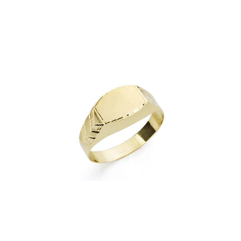 18K SELLO ORO AMARILLO HUECO LATERAL TALLADO. ZONA GRABADO: 9X6 MM