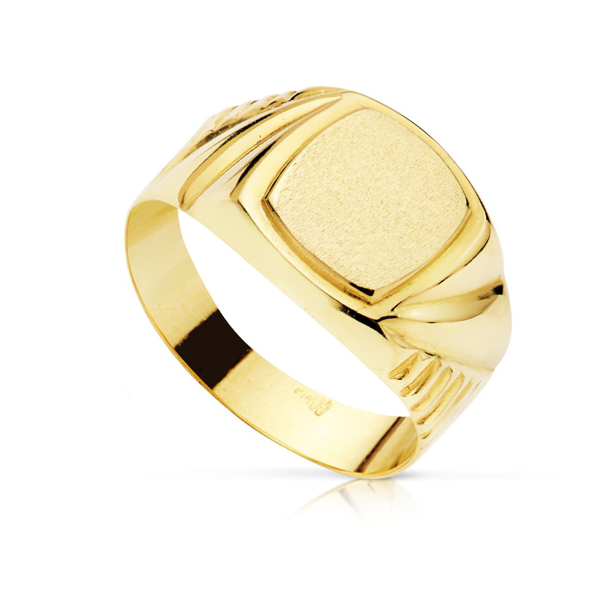 18K SELLO ORO AMARILLO CADETE HUECO TALLADO ZONA GRABADO 8 X 7 MM