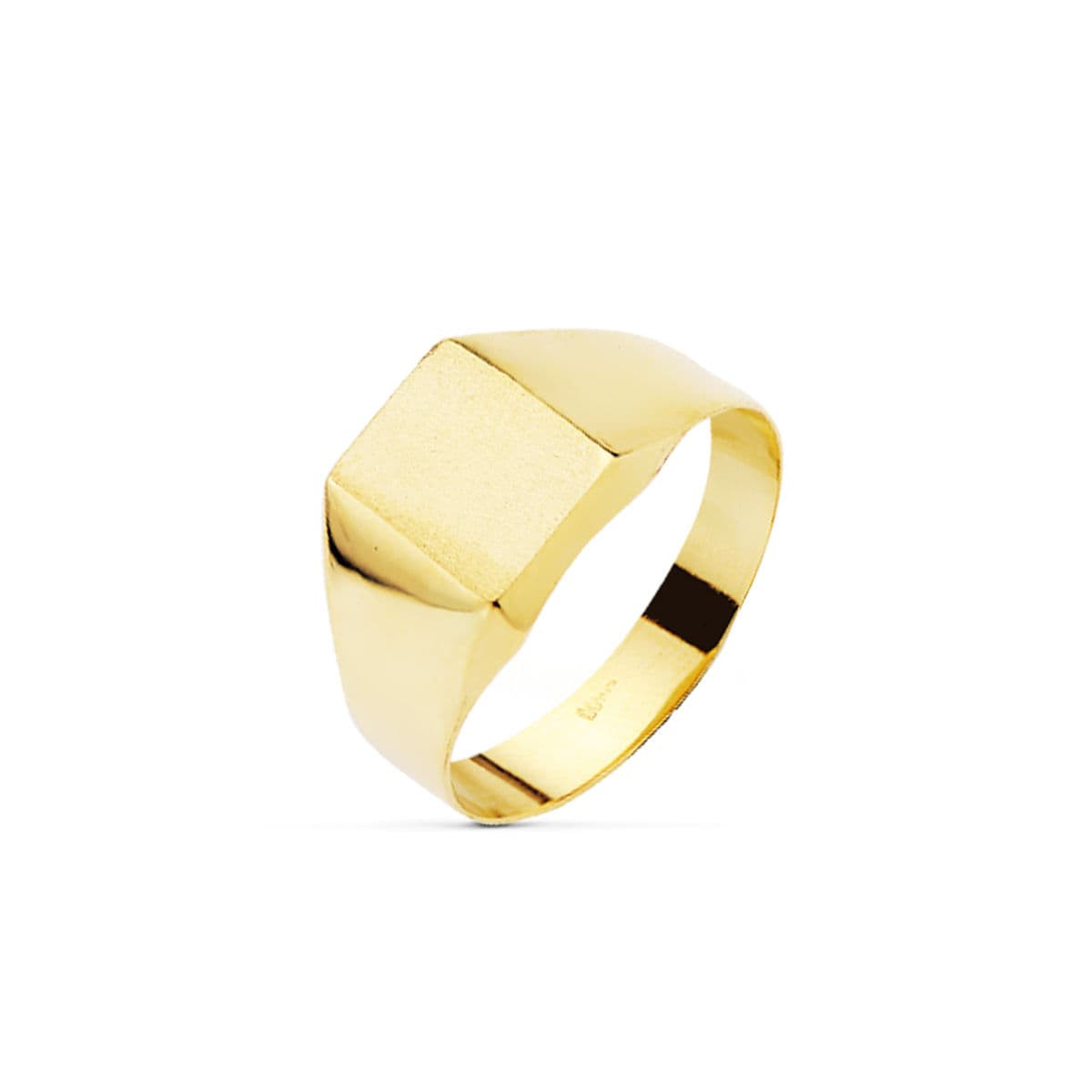 18K SELLO ORO AMARILLO HUECO Y LISO CADETE ZONA GRABADO 10X8 MM
