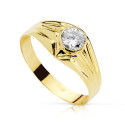 18K SOLITARIO ORO AMARILLO HUECO CON CIRCONITA EN BOCEL DE 5 MM 18K SOLITARIO ORO AMARILLO HUECO CON CIRCONITA EN BOCEL DE 5 MM