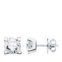 18K PENDIENTES ORO BLANCO 4 GARRAS CIRCONITA 7X7 CIERRE PRESION