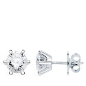 18K PENDIENTES ORO BLANCO 6 GARRAS CIRCONITA 8X8 CIERRE PRESION