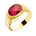 18K SELLO ORO AMARILLO CON PIEDRA RUBI SPINEL 10X8 MM LATERAL TALLADO 18K SELLO ORO AMARILLO CON PIEDRA RUBI SPINEL 10X8 MM LATERAL TALLADO