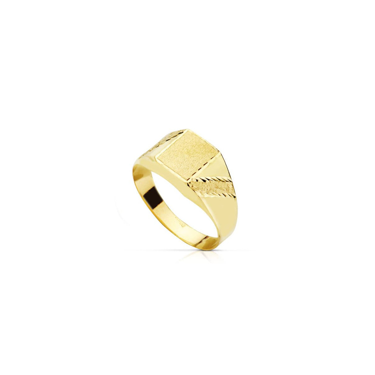 18K SELLO ORO AMARILLO HUECO RECTANGULO LATERAL TALLADO. ZONA GRABADO: 8.5 X 7.5 MM
