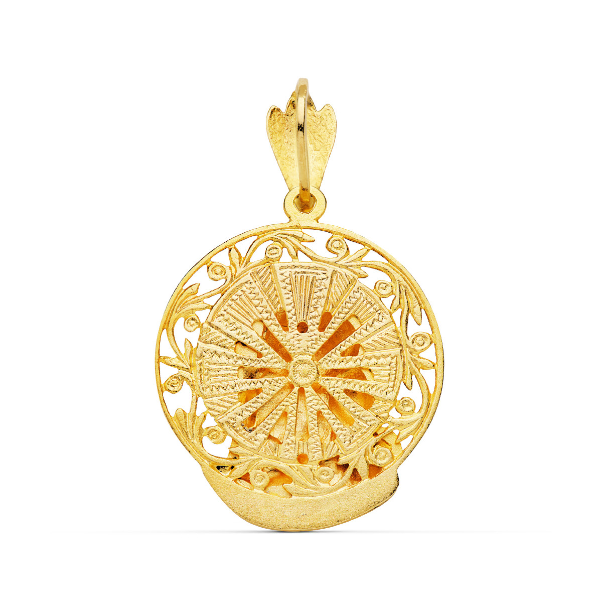 18K COLGANTE ORO AMARILLO CABEZA DE CRISTO AUREOLA 29X27 MM