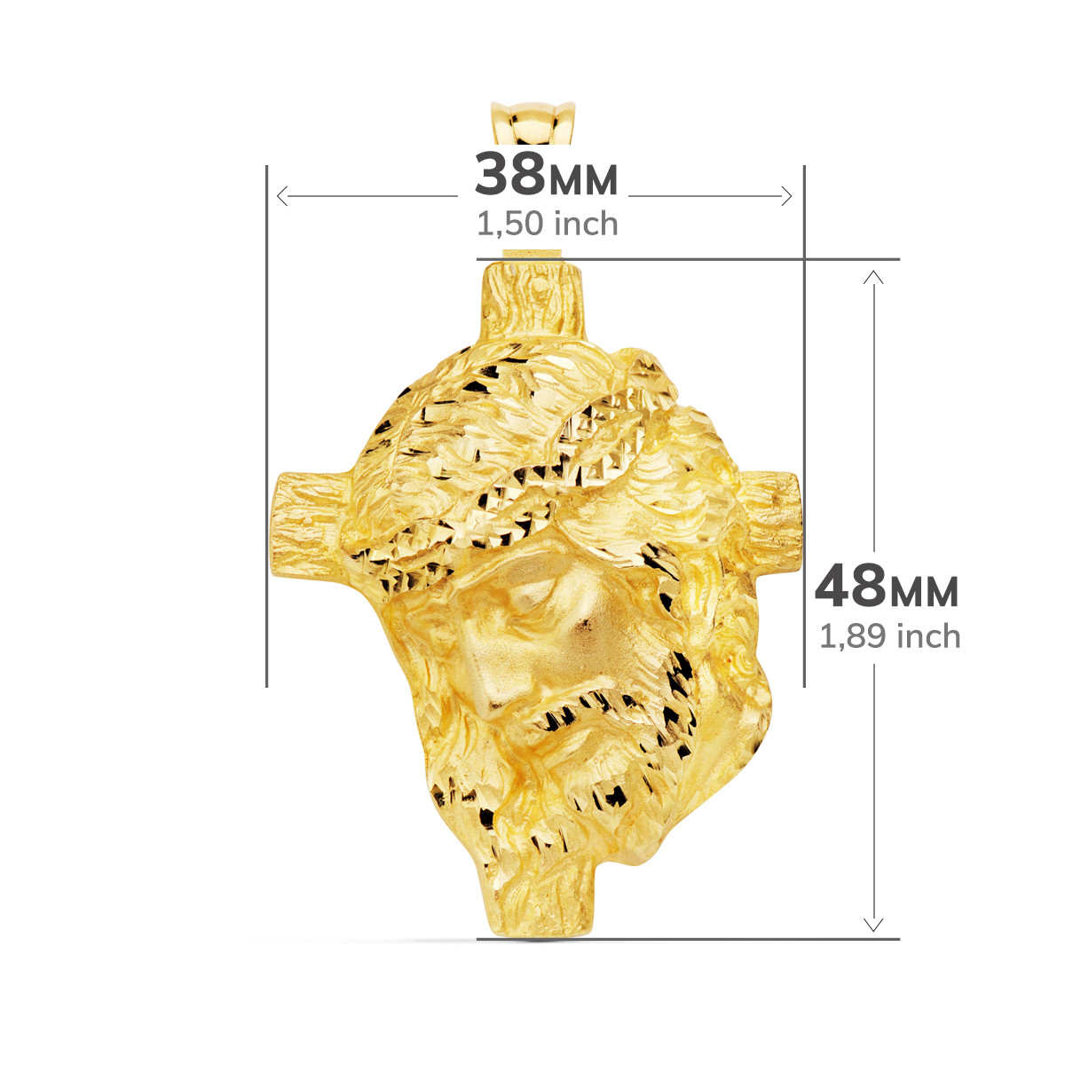 18K COLGANTE ORO AMARILLO CABEZA DE CRISTO  FUNDIDO 48X38 MM