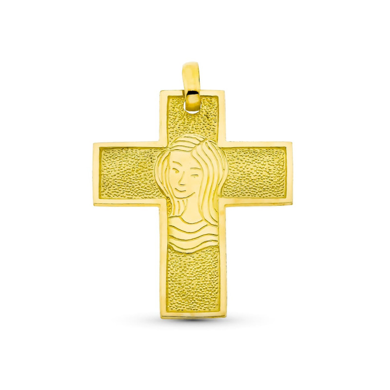 18K CRUZ ORO AMARILLO VIRGEN 30X25 MM