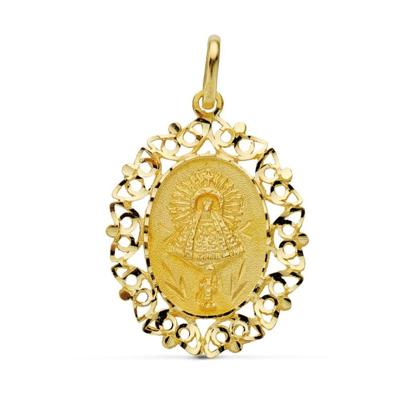 18K MEDALLA ORO AMARILLO VIRGEN DEL PILAR ORLA 30X22 MM