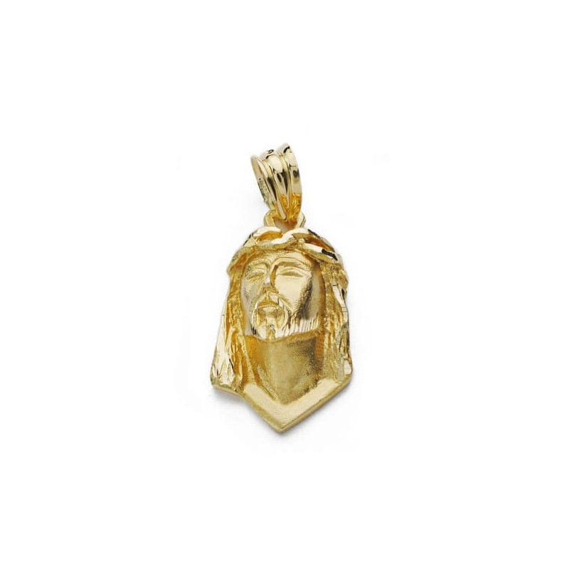 18K COLGANTE ORO AMARILLO CABEZA DE CRISTO DE LAGRIMA 22X12 MM