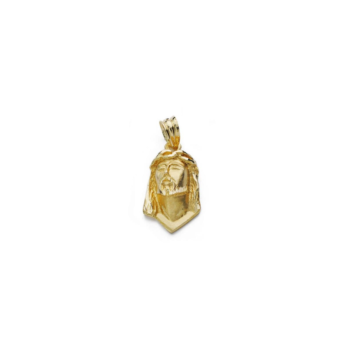 18K COLGANTE ORO AMARILLO CABEZA DE CRISTO DE LAGRIMA 22X12 MM