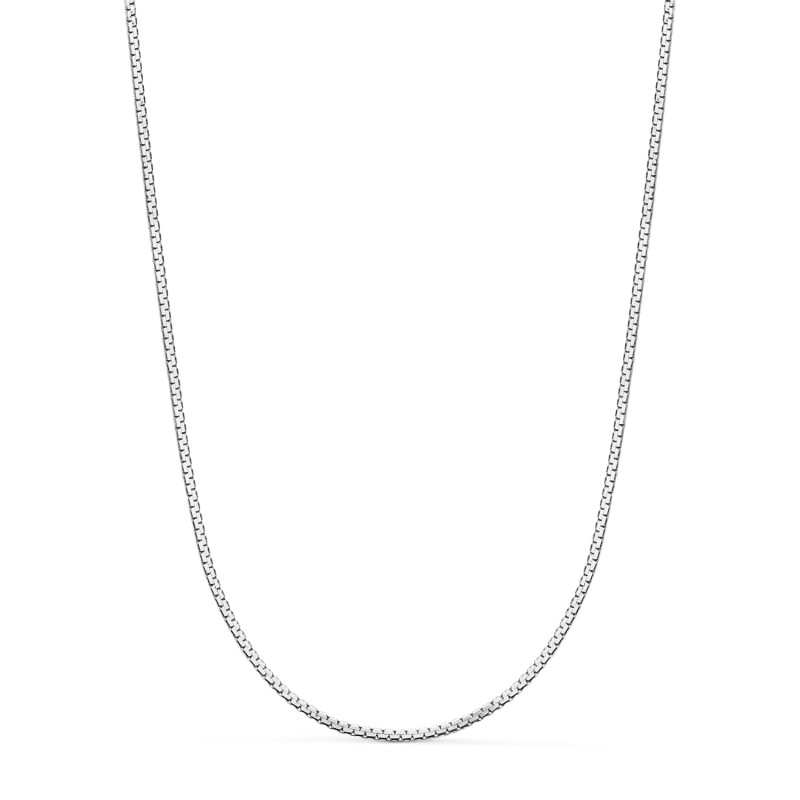 18K CADENA ORO BLANCO PLANA EN BRILLO. ANCHO: 1,2 MM. LARGO: 45 CM. CIERRE REASA