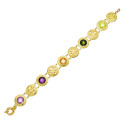18K PULSERA ORO AMARILLO LASER PIEDRAS COLOR
