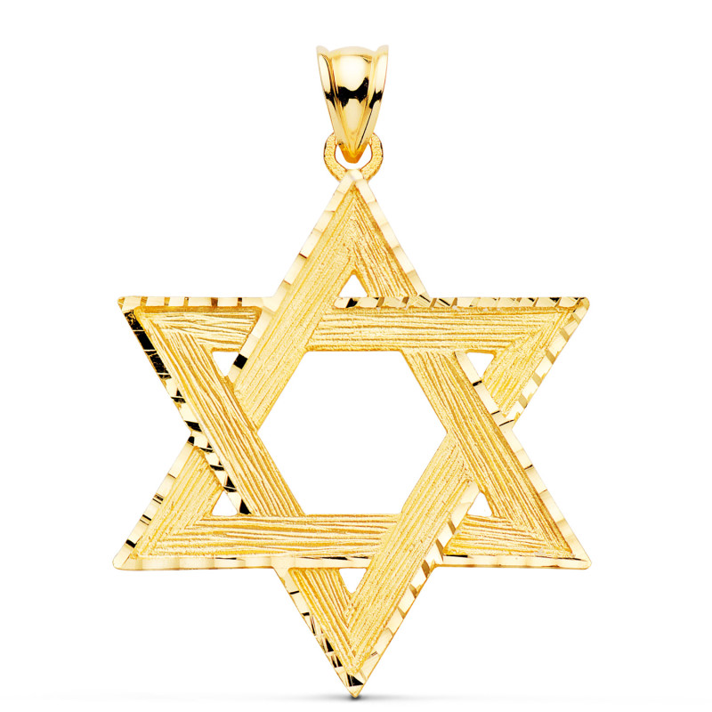 18K COLGANTE ORO AMARILLO ESTRELLA DE DAVID 41X34 MM