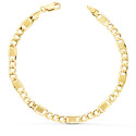 18K PULSERA ORO AMARILLO HUECA ESLABONES 3X1 LARGO 19CM ANCHO 5 MM