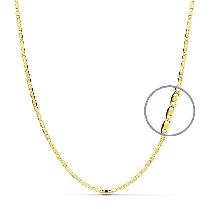 18K CADENA ORO AMARILLO MACIZA PLANA 45CM 1.5 MM