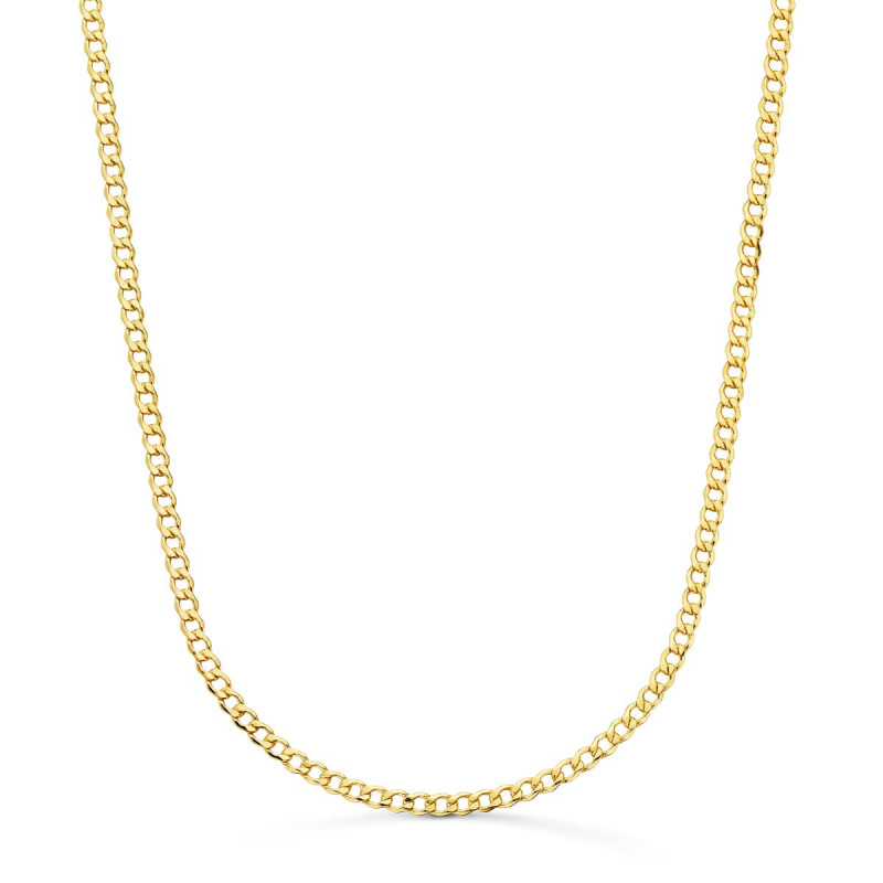 18K CADENA ORO AMARILLO BARBADA HUECA ANCHO: 2.5MM LARGO: 50CM